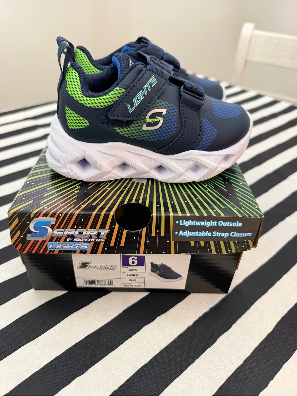 Skechers Sport Kids Light-Up Sneakers in Navy & Lime